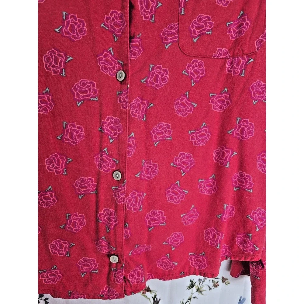 Victoria's Secret Flannel Pajama Set‎ Small Pink Rose Red Pants Long Sleeve